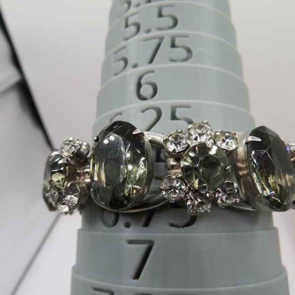 Juliana D&E Oval Black Glass and Black. And Clear Chatons Silver Tone Bracelet - Picture 9 of 15